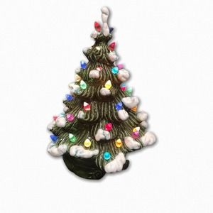 VTG 11.75”‎ Atlantic Style Ceramic Christmas Tree tree lights up Signed DMH 1982